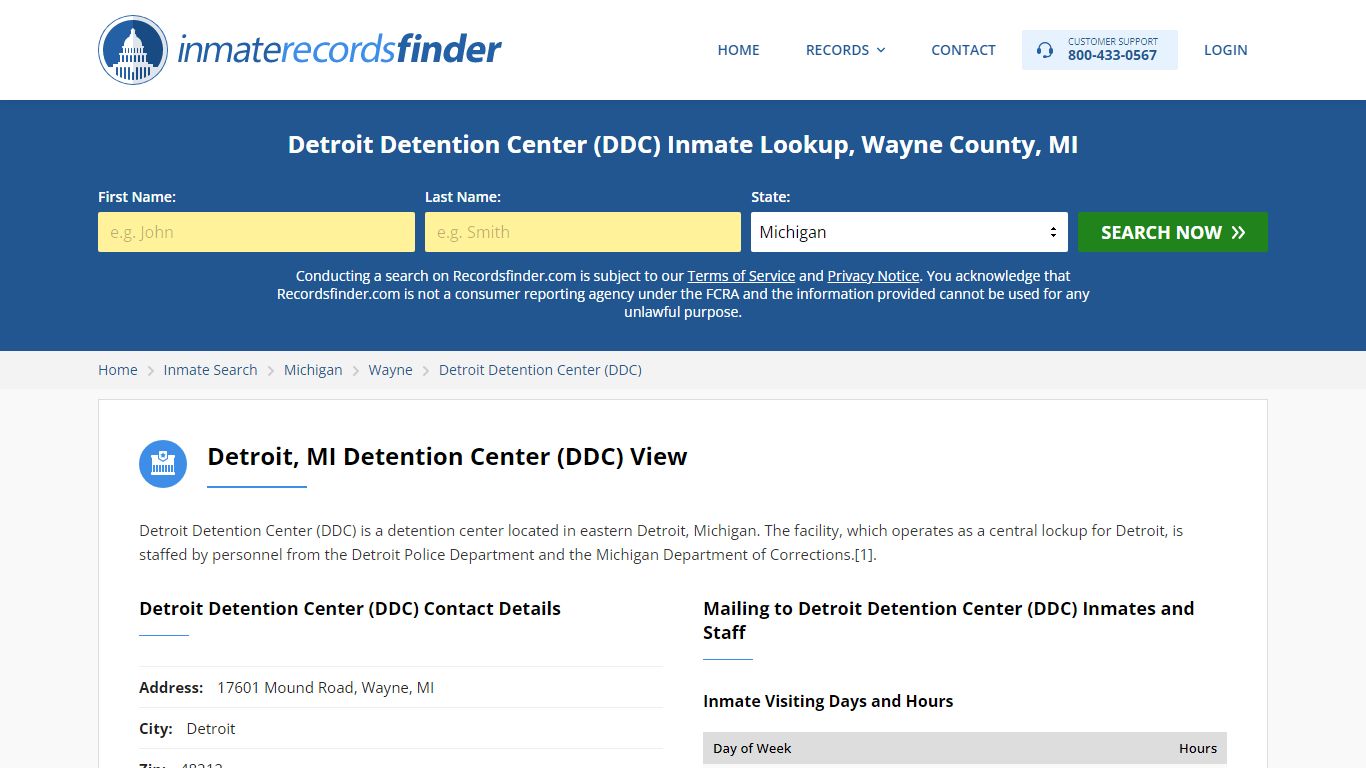 Detroit Detention Center (DDC) Roster & Inmate Search, Wayne County, MI